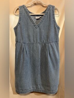 Russ Berens Sleeveless Denim V-Neck Dress - Light Blue Size L